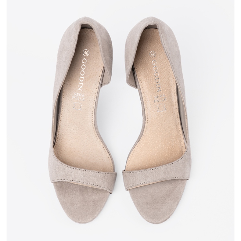 Goodin Šedé semišové čerpadla s holými prsty šedá 1 Goodin Šedé semišové čerpadla s holými prsty šedá 1