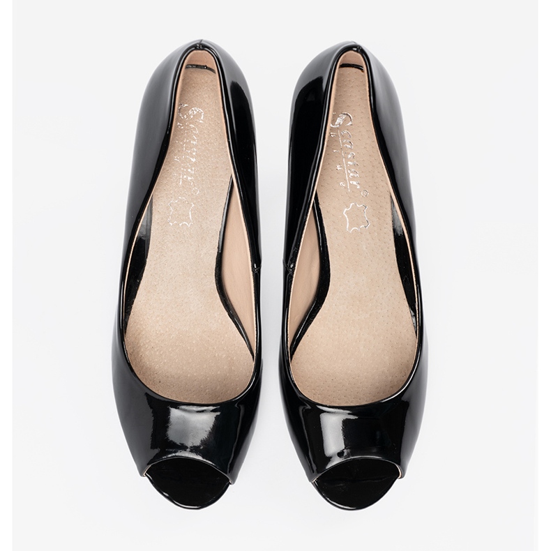 Seastar Černá lakovaná čerpadla s holými prsty černý 1