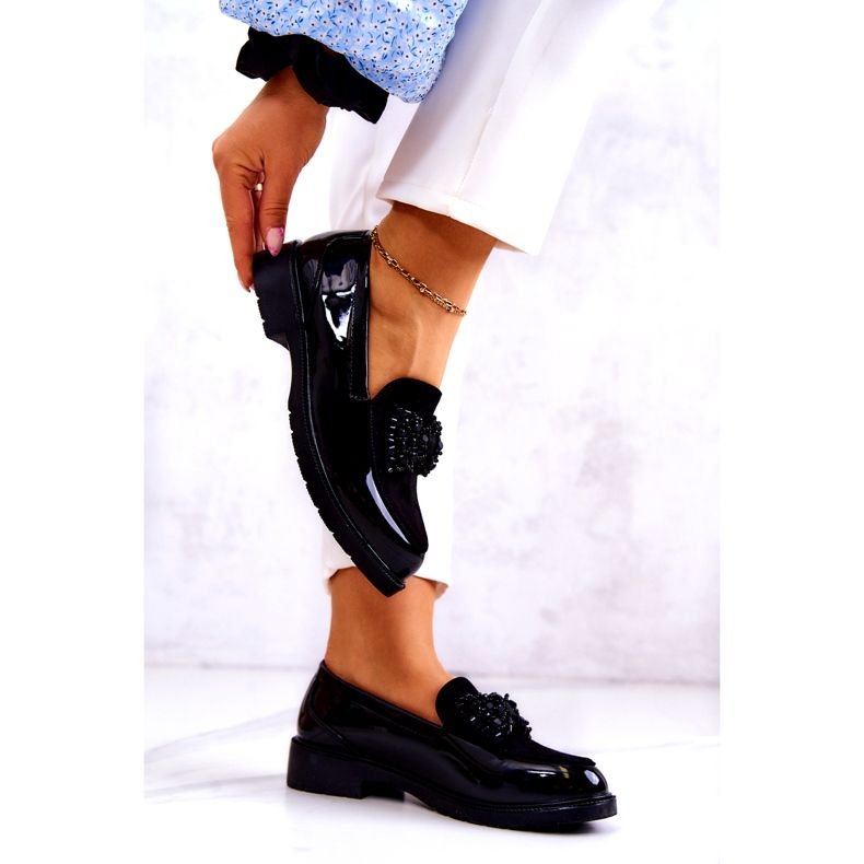 S.Barski Dámské lakované lafefer moccasins černé černý 3