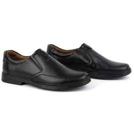 KOMODO Pánské boty vyrobené z přírodní kůže Slip-on 854k Black černý 2