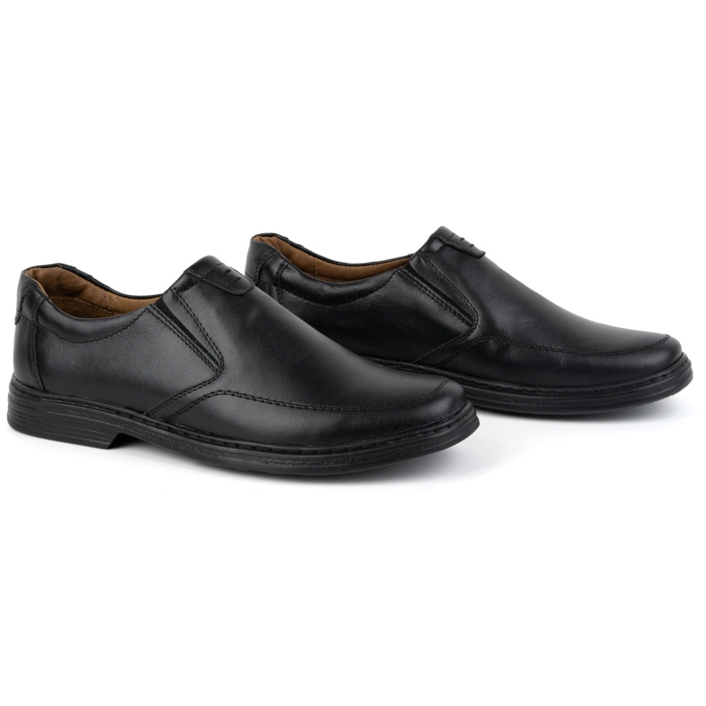 KOMODO Pánské boty vyrobené z přírodní kůže Slip-on 854k Black černý 2