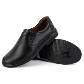 KOMODO Pánské boty vyrobené z přírodní kůže Slip-on 854k Black černý 3