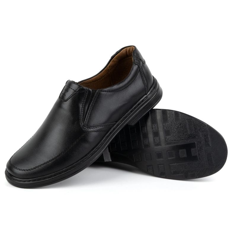 KOMODO Pánské boty vyrobené z přírodní kůže Slip-on 854k Black černý 3