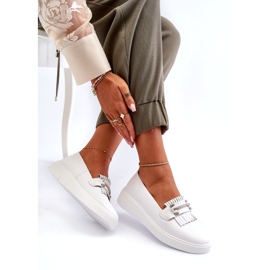 S.Barski Lehká kožená dámská mokasína na platformě Białe S. Barski LR590 bílý 4