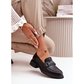 Dámské přírodní kožené mokasíny Black Vinceza 91114 s ozdobou černá 4