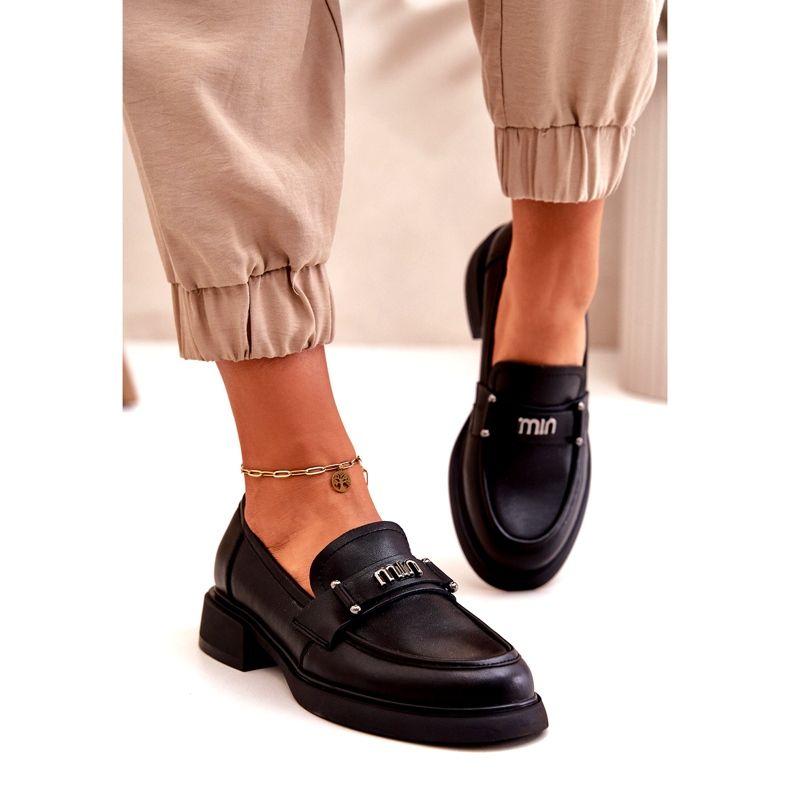 Dámské přírodní kožené mokasíny Black Vinceza 91114 s ozdobou černá 2 Dámské přírodní kožené mokasíny Black Vinceza 91114 s ozdobou černá 2