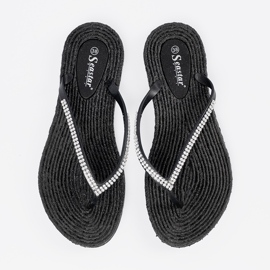 Seastar Black Flip -Flops se zirkony černá 1