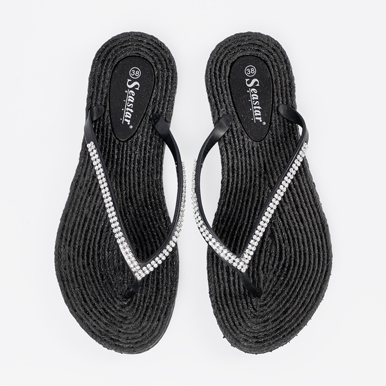 Seastar Black Flip -Flops se zirkony černý 1