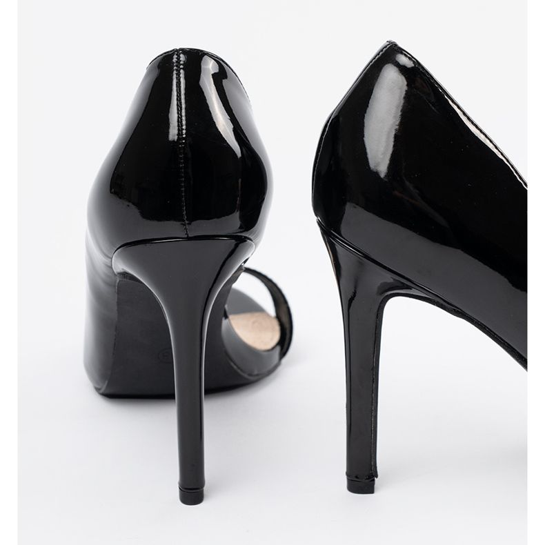 Goodin Malovaná čerpadla s holými prsty černými prsty černá 1