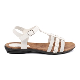 Goodin Sandály bílých žen s zdobenými pruhy 1