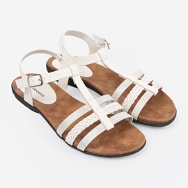 Goodin Sandály bílých žen s zdobenými pruhy 2