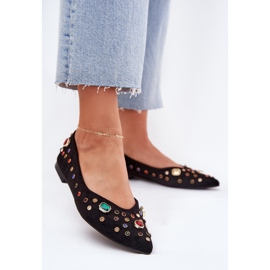 Dámské baleríny zdobené černými krystaly 2