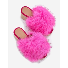 Dámské klíny s klínem s kožešinou a cop fuchsia růžový 2