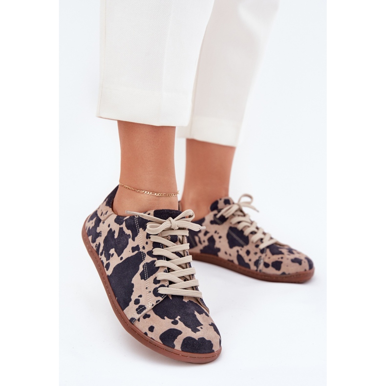 Dámské semišové tenisky v Zazoo N1120 Brown-Beige hnědý 2