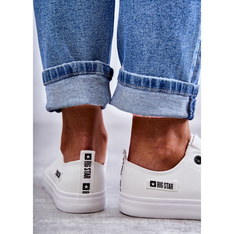 Dámské nízké kožené tenisky Big Star KK274010 Bílé bílý 3