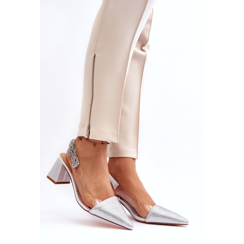 S. BARSKI Elegantní dámská čerpadla v stříbra MR91292-1 se zirkony stříbrný 2