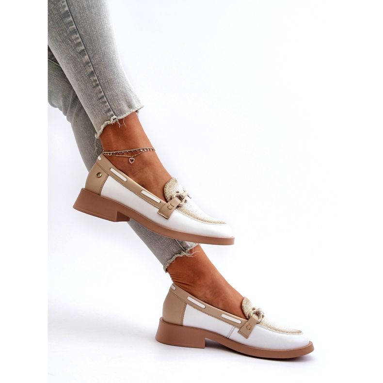 Maciejka kožené mokasíny 06493-11 bílá a béžová bílý 1