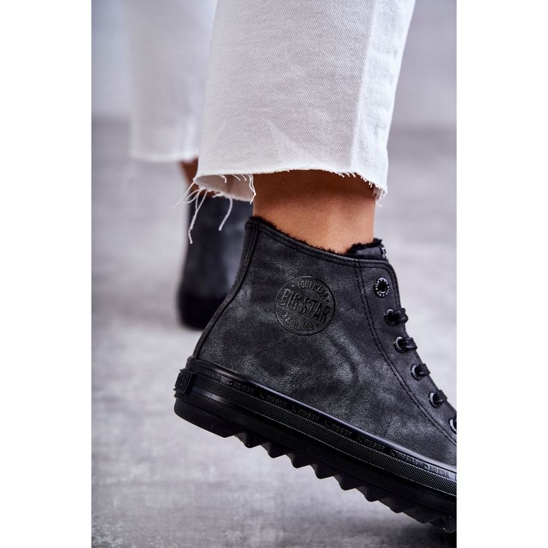 Big Star Dámské velké hvězdy izolované černé tenisky GG274069 šedá 2