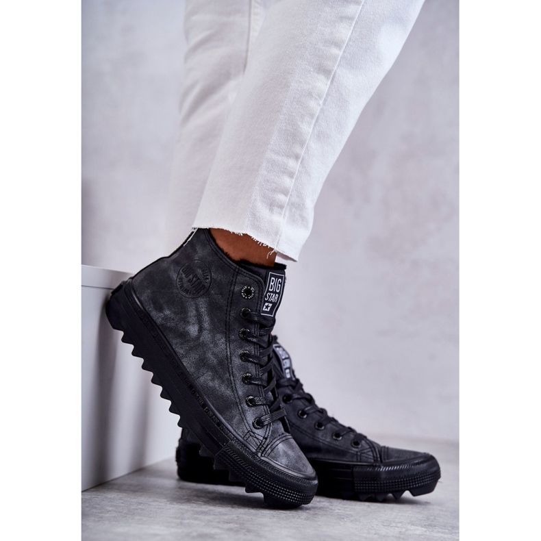 Big Star Dámské velké hvězdy izolované černé tenisky GG274069 šedá 4