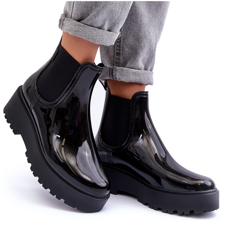 Dámské lakované studny na Black Platform Big Star MM274395 černý 6