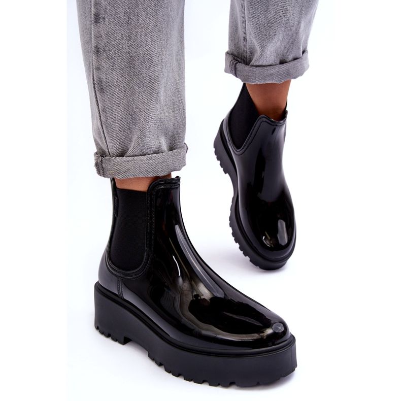 Dámské lakované studny na Black Platform Big Star MM274395 černý 4
