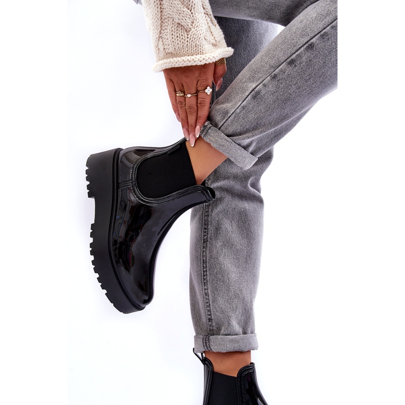 Dámské lakované studny na Black Platform Big Star MM274395 černá 3