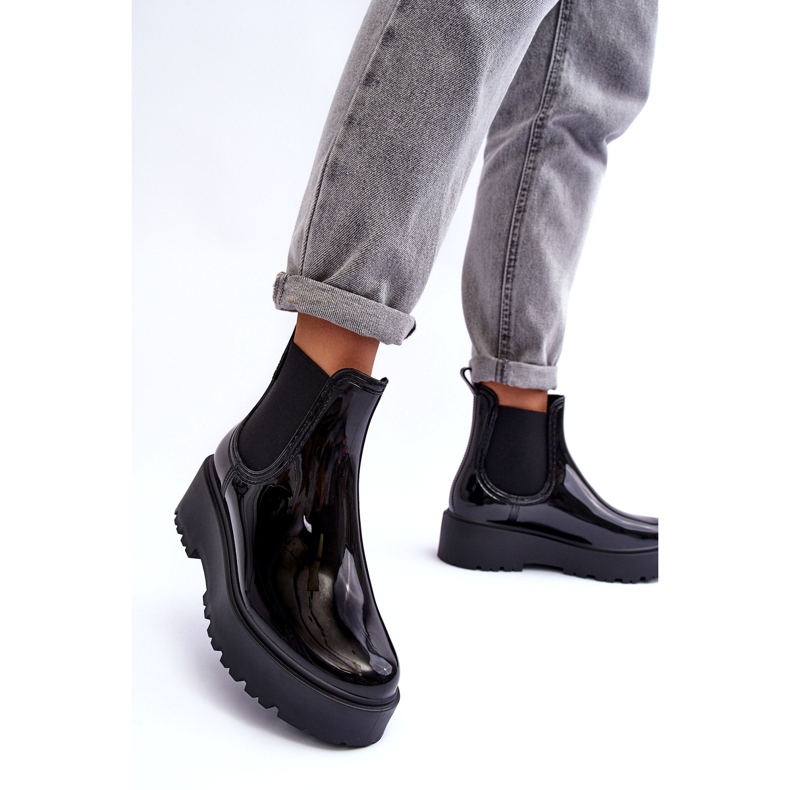 Dámské lakované studny na Black Platform Big Star MM274395 černý 2