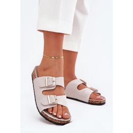 Boto Dámské žabky se zlatými svorkami a šedým šitím luner šedá 2