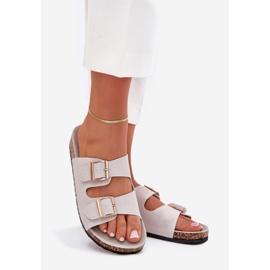 Boto Dámské žabky se zlatými svorkami a šedým šitím luner šedá 1