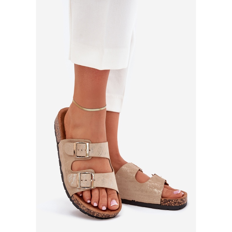 Boto Dámské pantofle na Cork Log Gold Cortina zlatý 1