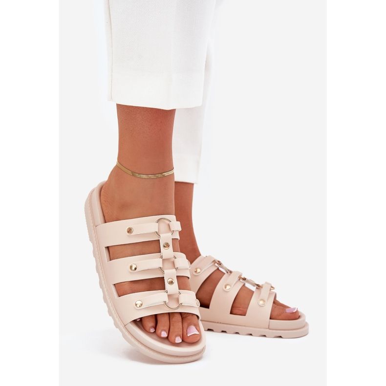 Boto Dámské žabky s pruhy světle béžové pasiriela béžový 1 Boto Dámské žabky s pruhy světle béžové pasiriela béžový 1