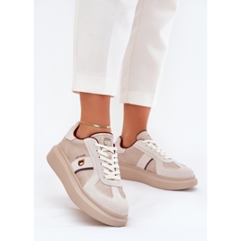 Dámské kožené tenisky na platformě Big Star od Daniel Lopez SS2D4003 Beige béžový 2 Dámské kožené tenisky na platformě Big Star od Daniel Lopez SS2D4003 Beige béžový 2