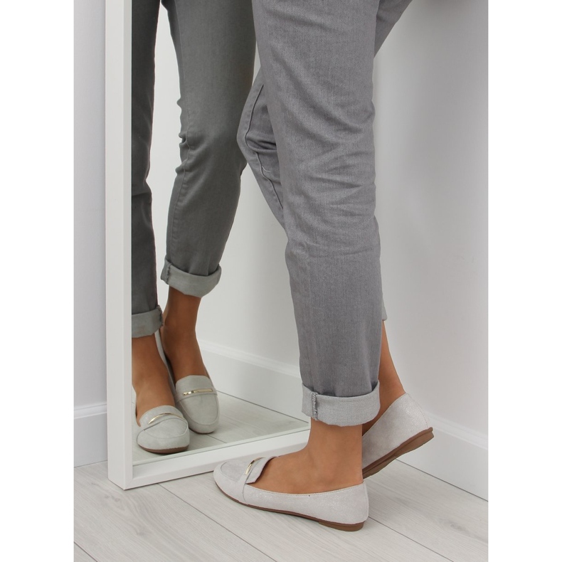 Dámské stříbrné mokasíny 9988-121 Stříbro šedá 2