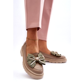 Laura Messi Dámské kožené mokasíny s Laurou Messi 2787 béžovou béžový 2