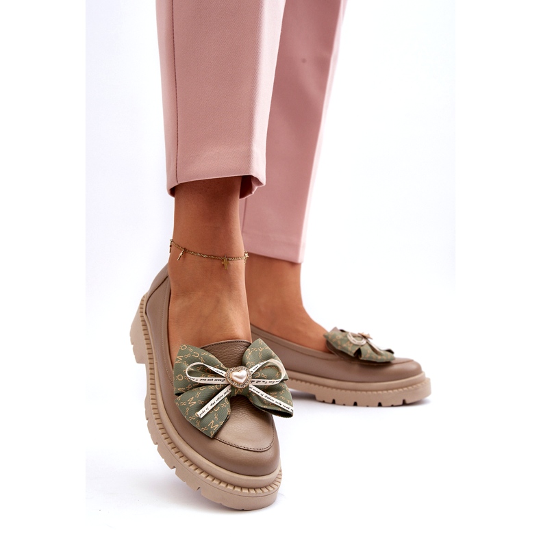 Laura Messi Dámské kožené mokasíny s Laurou Messi 2787 béžovou béžový 2