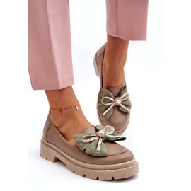 Laura Messi Dámské kožené mokasíny s Laurou Messi 2787 béžovou béžový 3