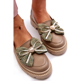 Laura Messi Dámské kožené mokasíny s Laurou Messi 2787 béžovou béžový 1