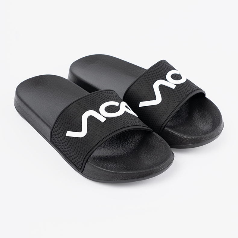 Shelvt Black Flip -flops s nápisem černý 1