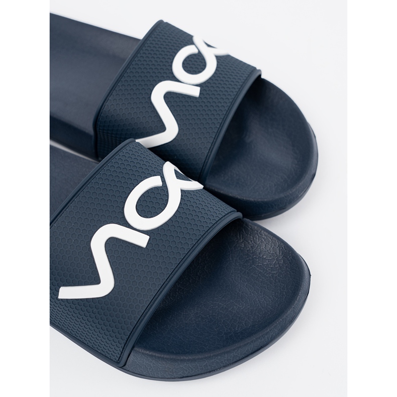 Shelvt Navy modré pantofle s nápisem 1 Shelvt Navy modré pantofle s nápisem 1