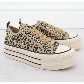 Nízké tenisky na leopardské platformě Beige News 9157 béžový 2