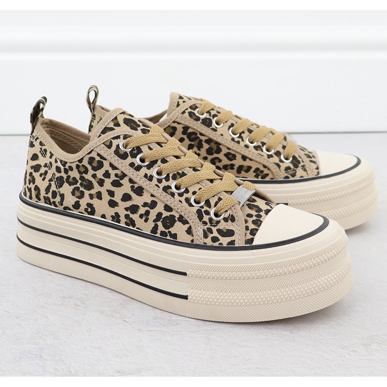 Nízké tenisky na leopardské platformě Beige News 9157 béžový 2 Nízké tenisky na leopardské platformě Beige News 9157 béžový 2