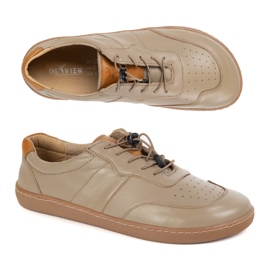 Olivier Dámské bové boty Minimalistická kůže široká Aria cappuccino béžový 1