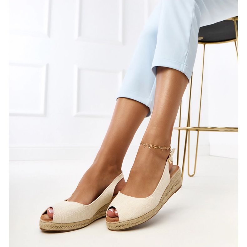 Béžové sandály espadrilles na klínu Nevarez béžový 2