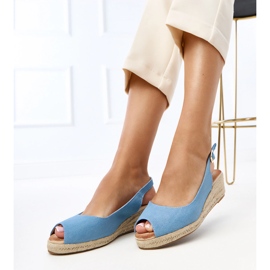 Modré espadrilní sandály na klínu Nevarz modrý 2