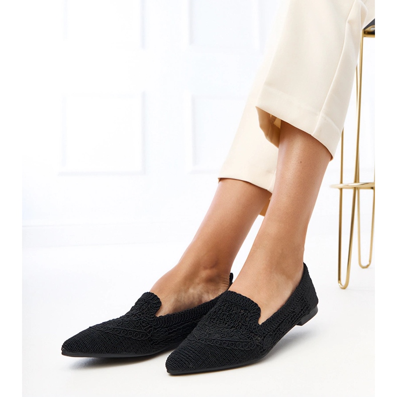 Black Openwork Dámské baleríny Gerania černá 1