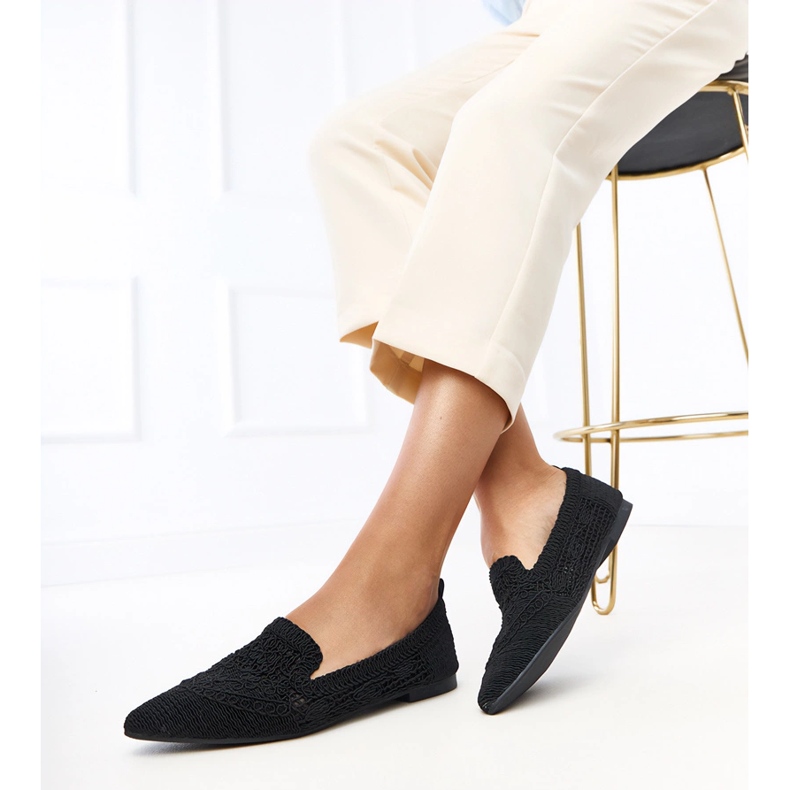 Black Openwork Dámské baleríny Gerania černá 2