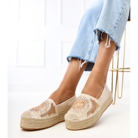 Beige Espadrilles s výšivkou na platformě Lorin béžový 2
