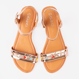 Shelvt Dámské růžové zlaté sandály růžový 2 Shelvt Dámské růžové zlaté sandály růžový 2