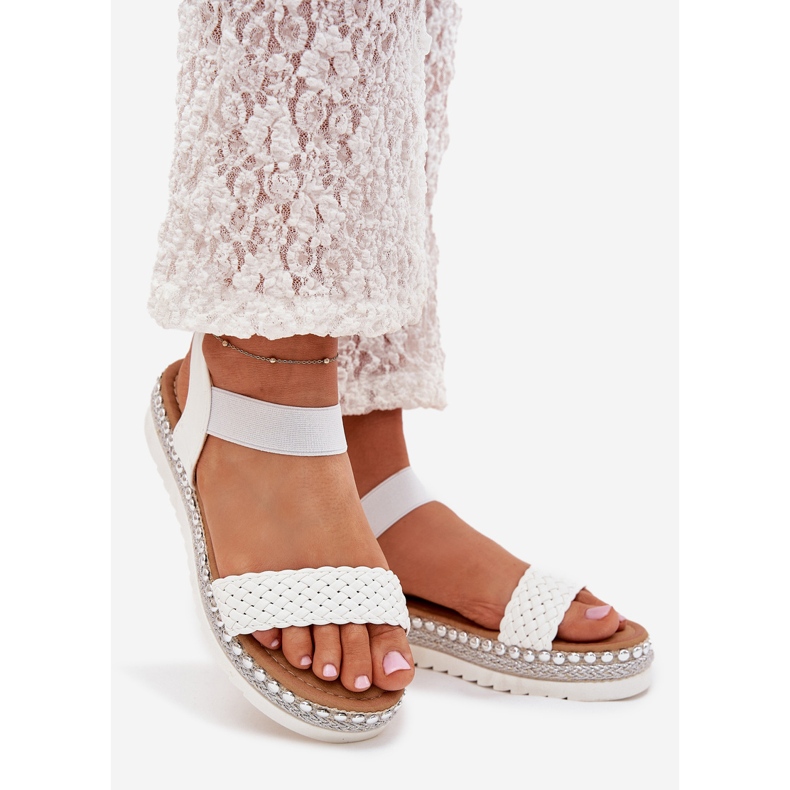 Boto Dámské sandály s cop na zdobené plošině White Velara bílý 1