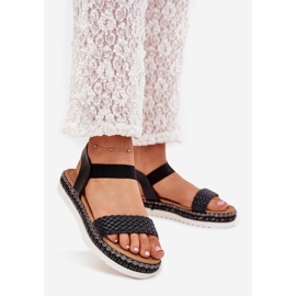 Boto Dámské sandály s copu na zdobené platformě Black Velara černá 1